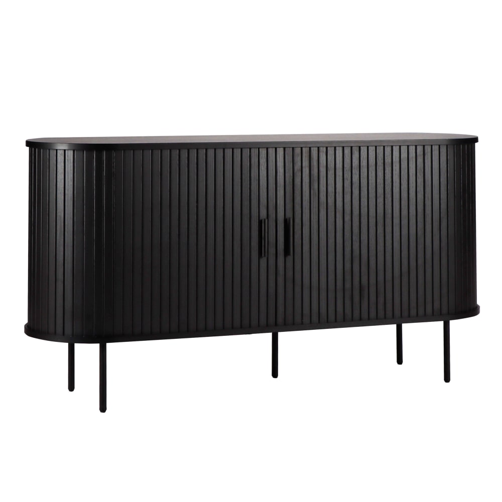 Oviala 2-türiges Sideboard aus Melamin und Stahl 140 cm schwarz style modern - Holz