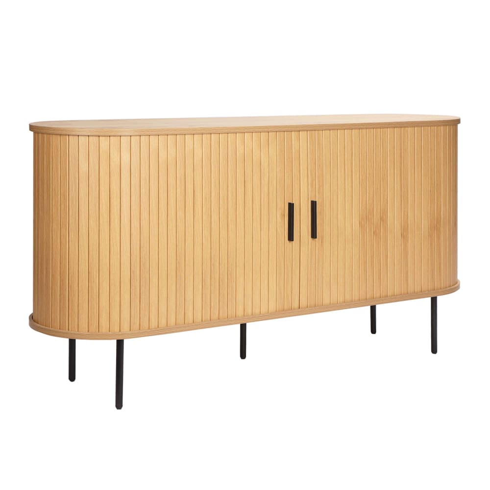 Oviala 2-türiges Sideboard aus Melamin und Stahl 140 cm Beige style modern Beige Holz