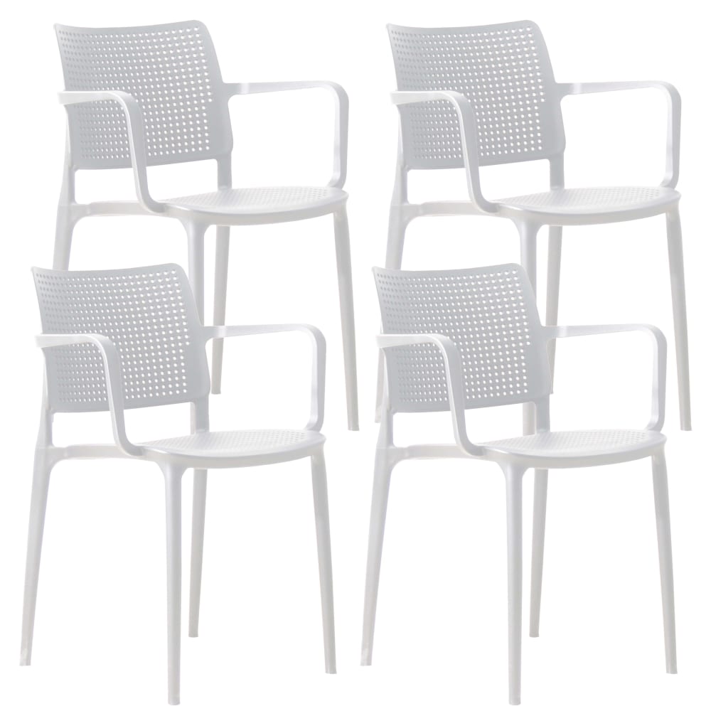 Lot de 4 chaises de terrasse en plastique blanc