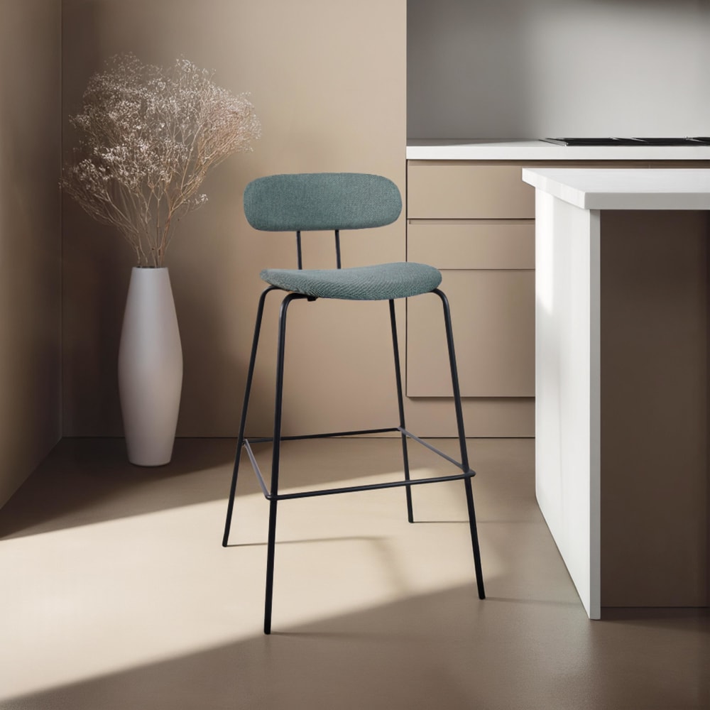 Lot de 2 chaises hautes en acier et bois vert foncé