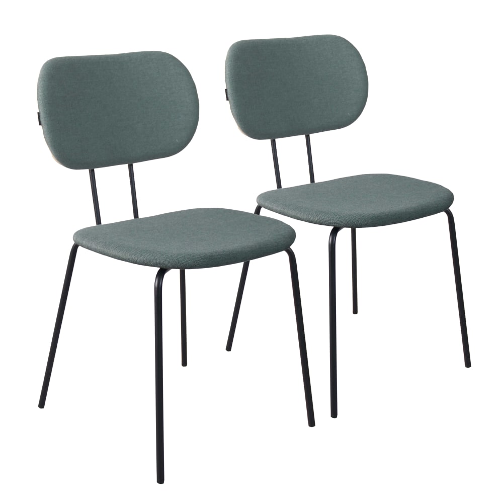 Oviala Set mit 2 Designerstühlen aus Stahl und dunkelgrünem Holz - Holz