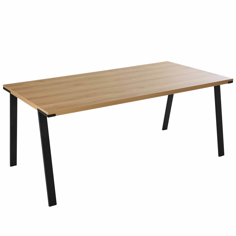 Table à manger rectangulaire en mélaminé et acier 180 cm