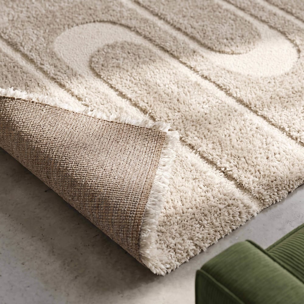 Tapis rectangulaire à poils longs motif géométrique taupe 120 x 170 cm — vue 4
