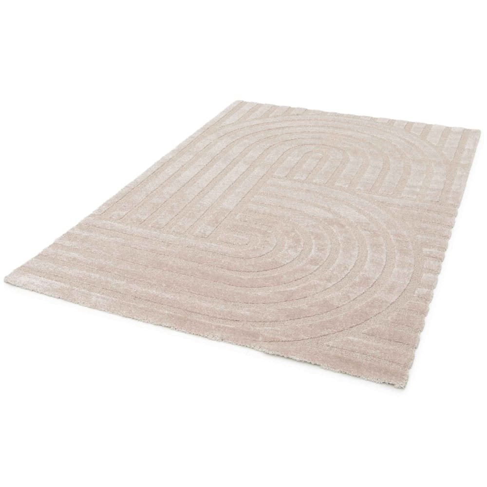 Tapis rectangulaire à poils ras motif contemporain beige 120 x 170 cm — vue 4