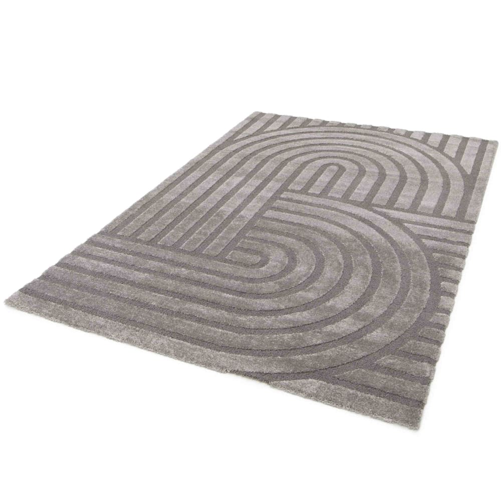 Tapis rectangulaire à poils ras motif contemporain gris 120 x 170 cm — vue 4
