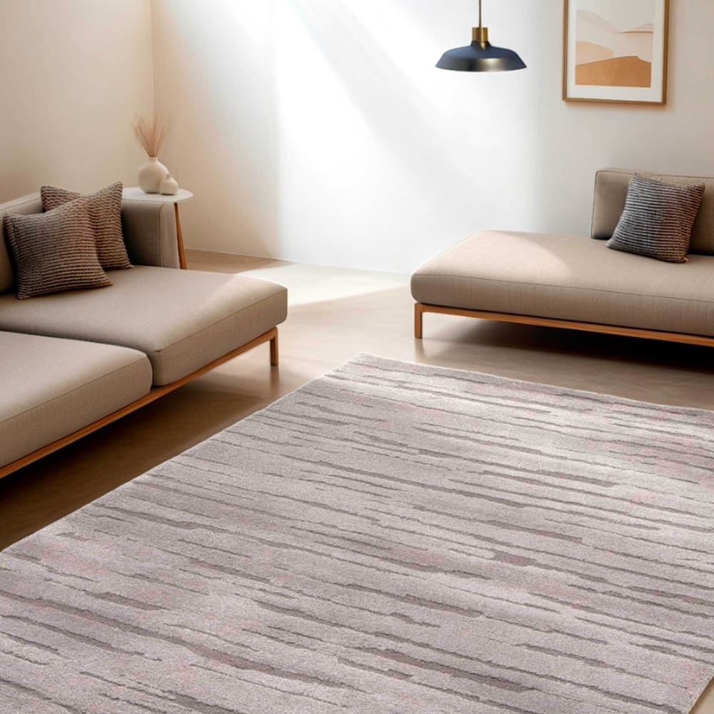 Tapis rectangulaire à poils ras motif uni gris 160 x 230 cm — vue 3