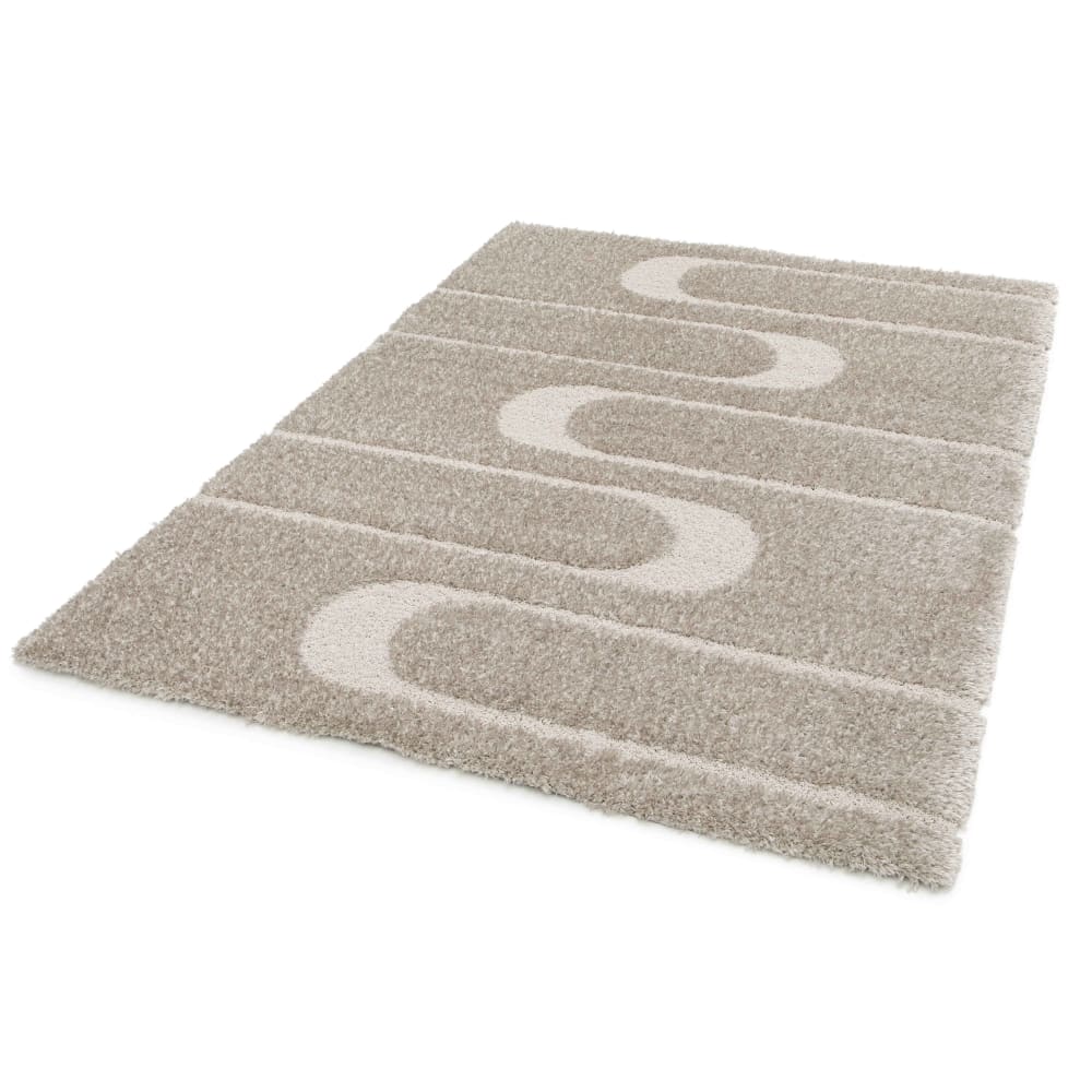 Tapis rectangulaire à poils longs motif géométrique taupe 160 x 230 cm — vue 4