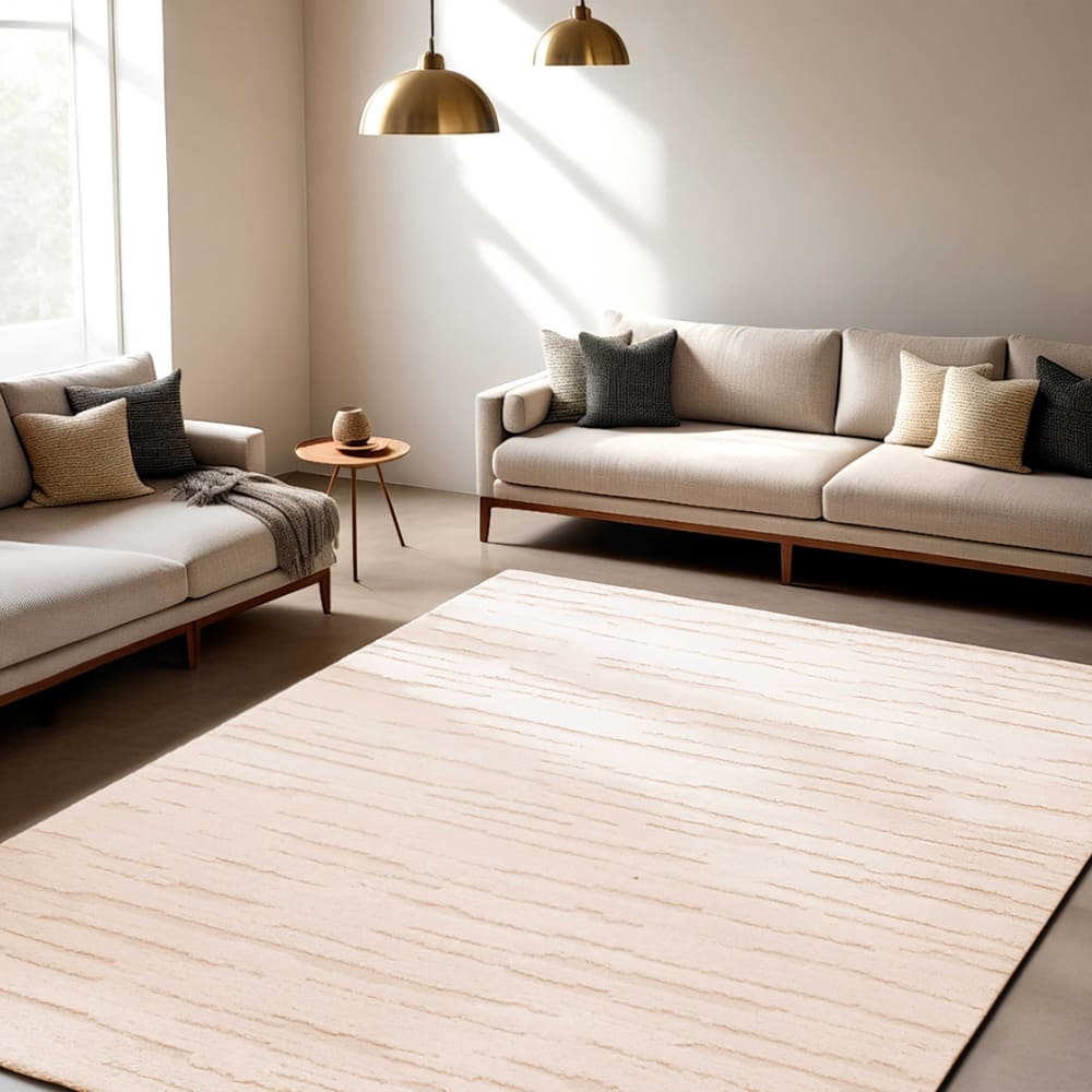 Tapis rectangulaire à poils ras motif uni écru 120 x 170 cm — vue 3