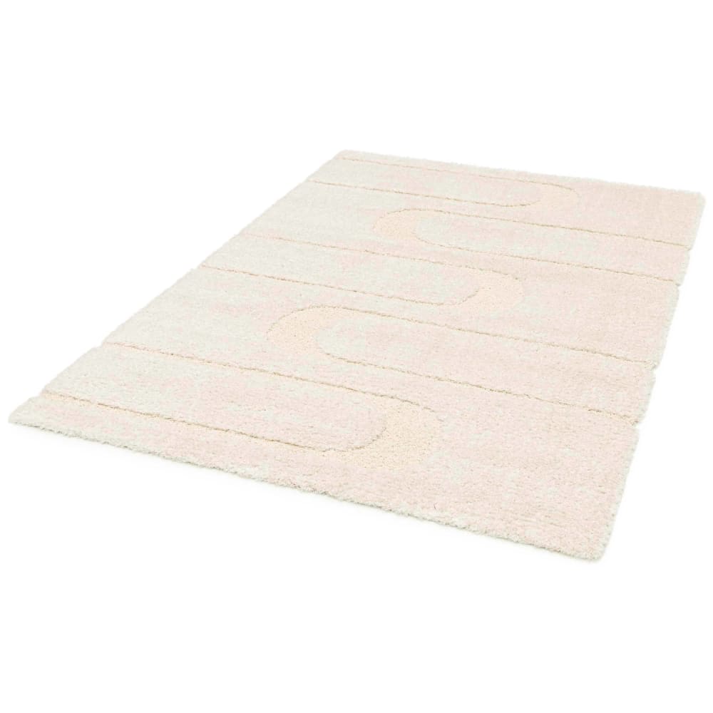 Tapis rectangulaire à poils longs motif géométrique écru 160 x 230 cm