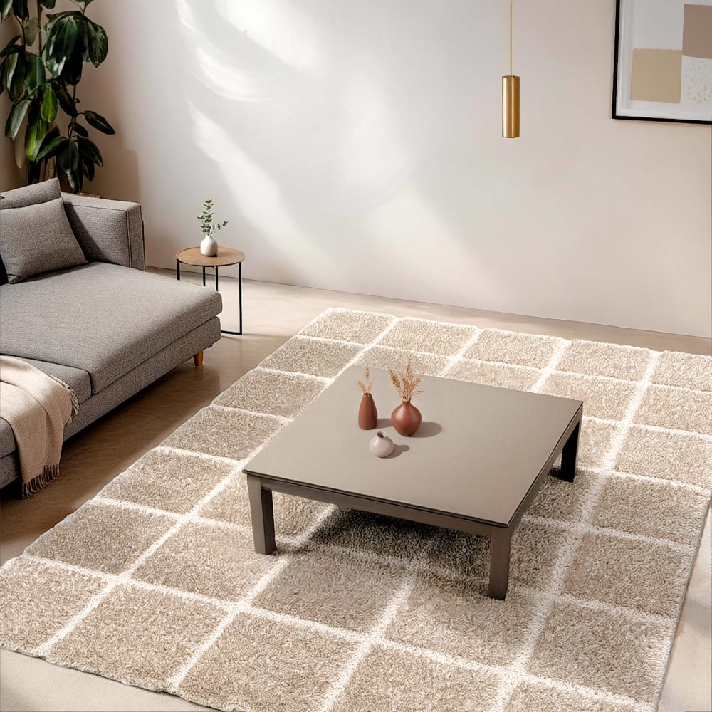 Tapis rectangulaire à poils longs style shaggy taupe 120 x 170 cm — vue 3