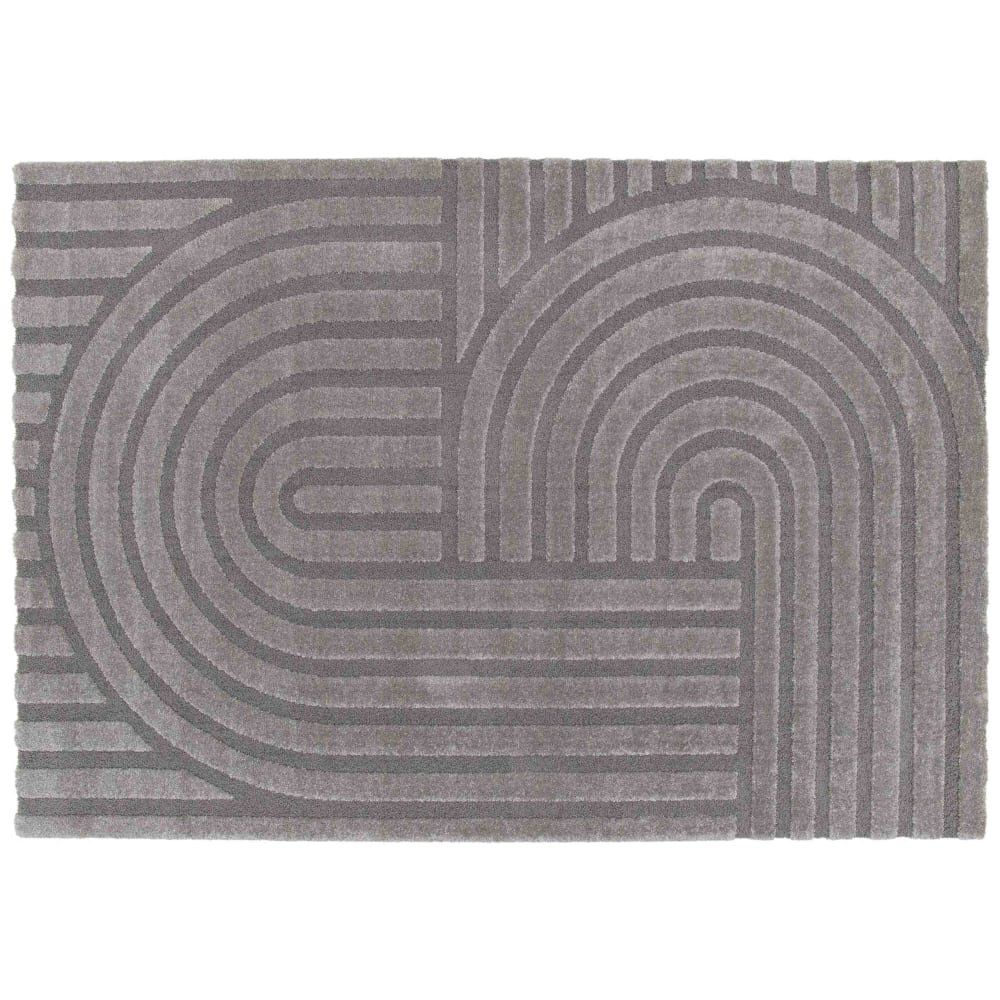 Oviala Kurzflorteppich mit zeitgenössischem Muster in Grau 160 x 230 cm Grau Pes - Polyester
