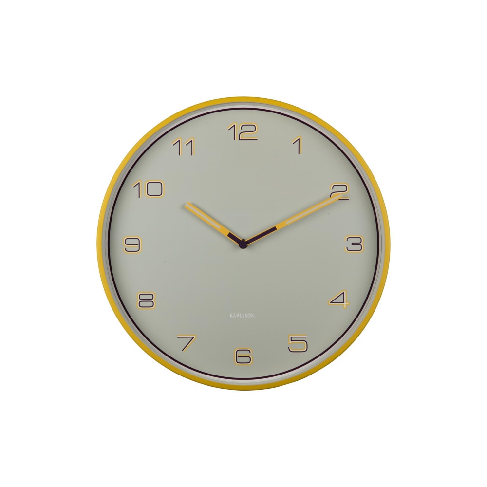 horloge murale fer jaune