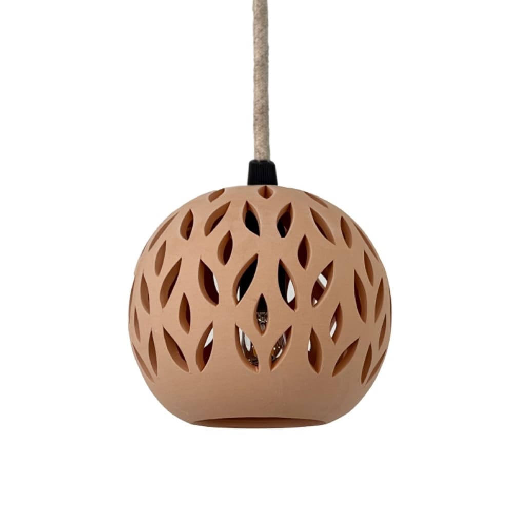 Suspension en terre cuite naturelle avec câble textile lin d.15cm — vue 4
