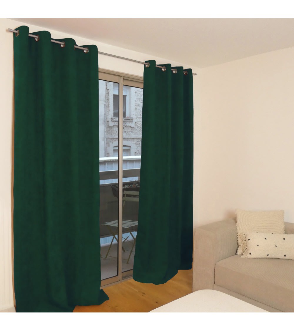 Rideau thermique occultant jacquard 140x260 cm - Vert