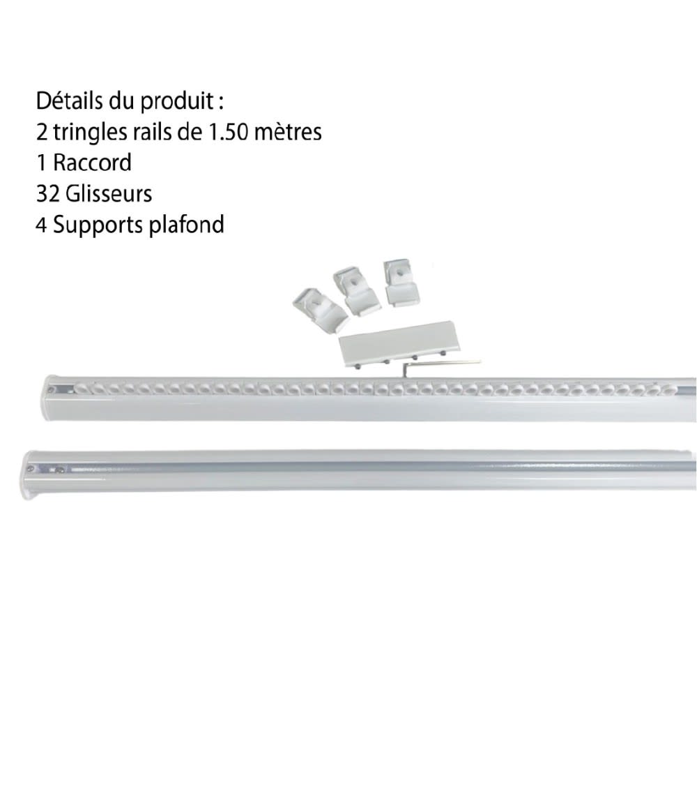 Tringle rail pour rideau L.3 m - Blanc — vue 4