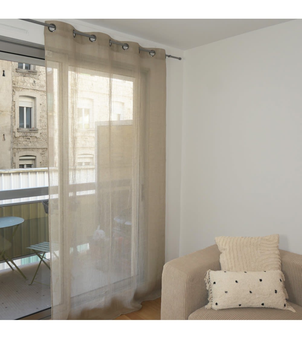 rideau en lin beige 140x240