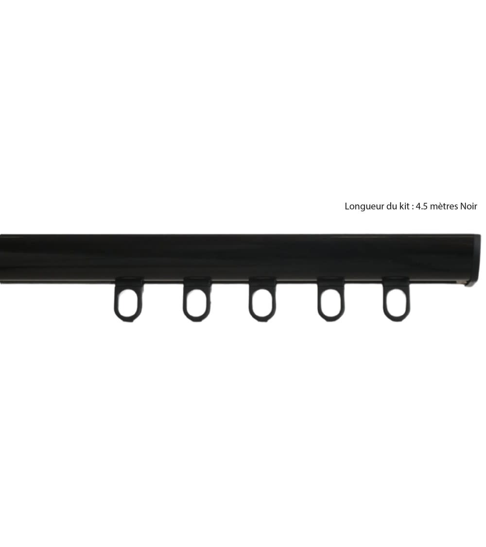 Tringle rail pour rideau en aluminium l.4.50 m noir