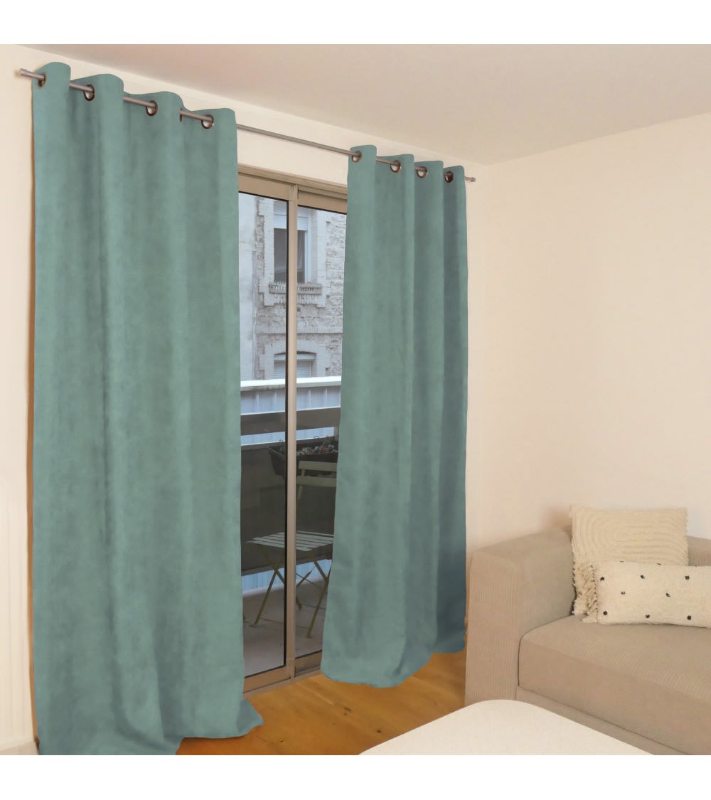 Rideau thermique occultant jacquard 140x260 cm - Vert d'eau