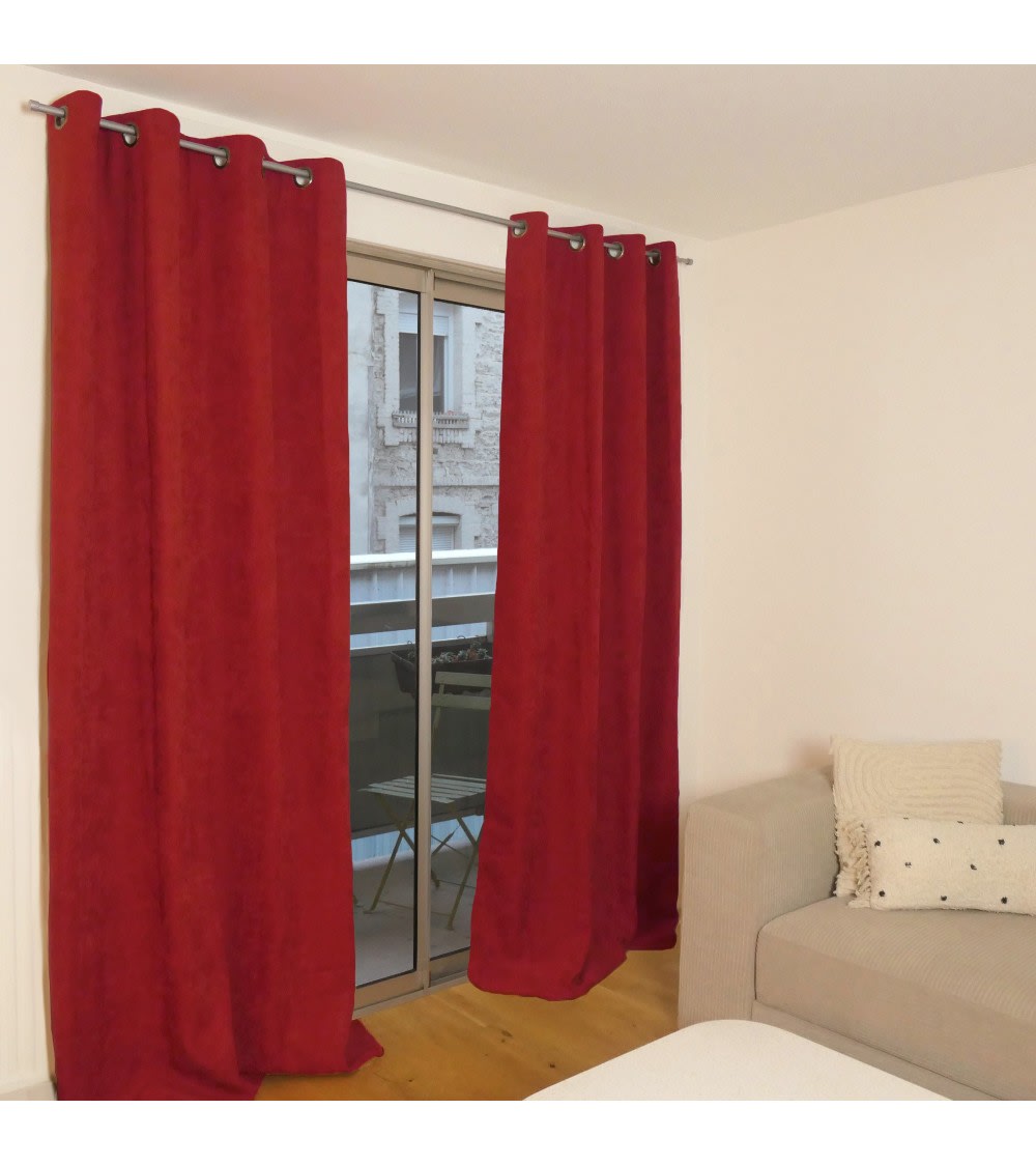 SECODIR Rideau thermique occultant jacquard 140x260 cm - Rouge style classique chic Rouge Certifié Oeko-Tex Pes - Polyester