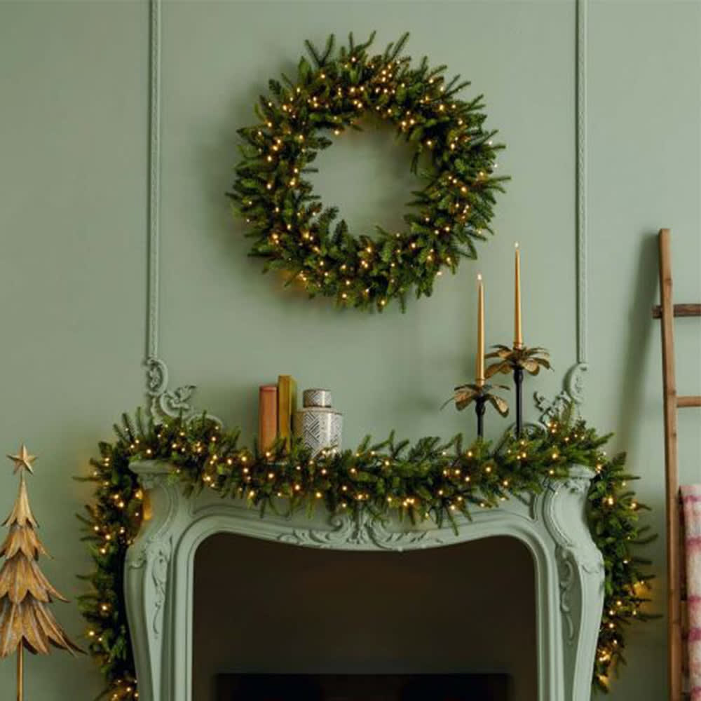 Couronne de Noël artificielle verte avec micro LED, Ø 45 cm