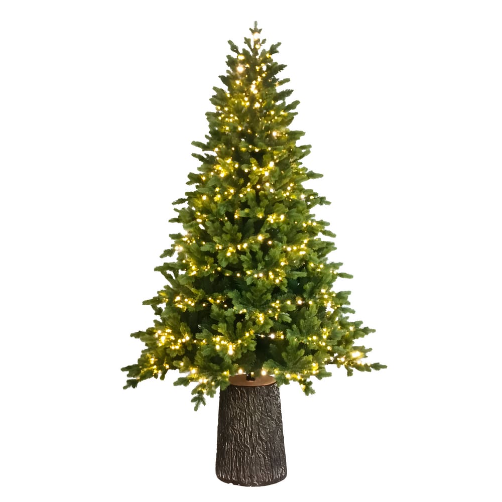 Sapin+de+Noel+artificiel+avec+tronc+et+LED,+240+cm+de+haut