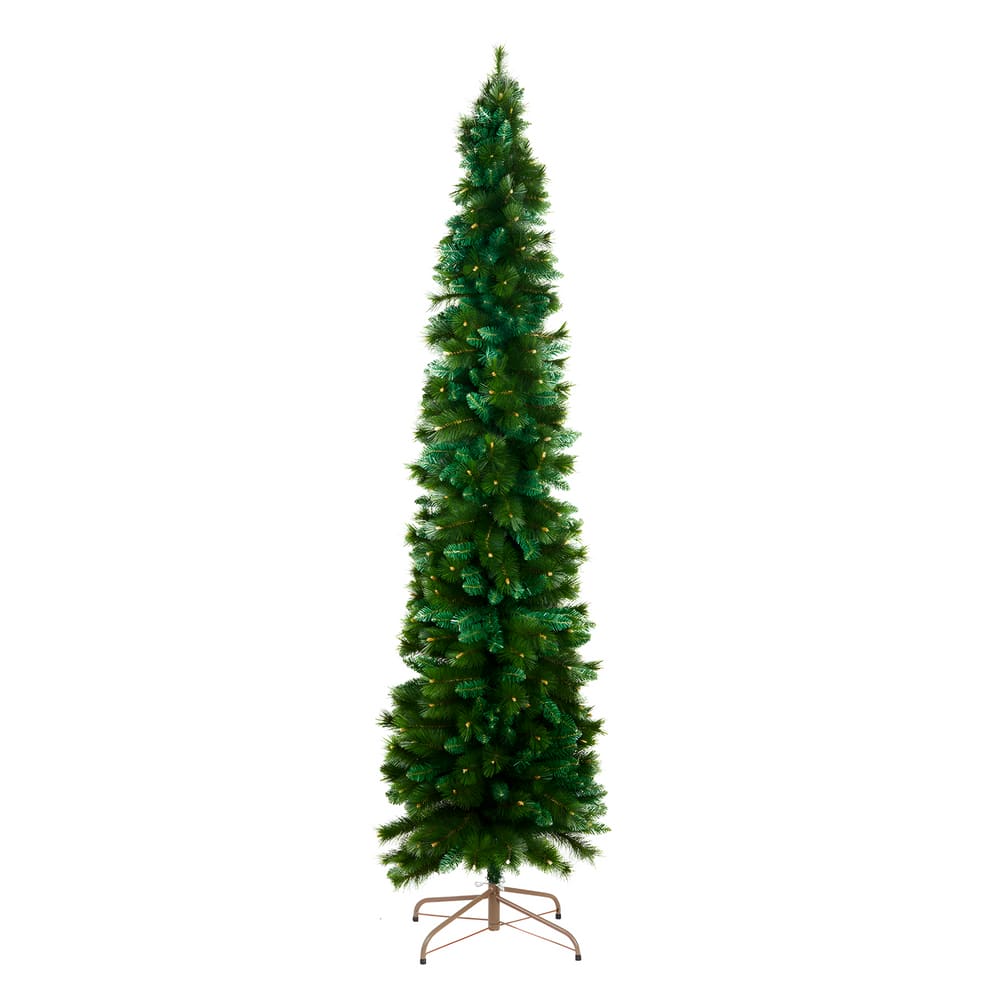 Árbol de navidad artificial delgado de 240 cm de altura.
