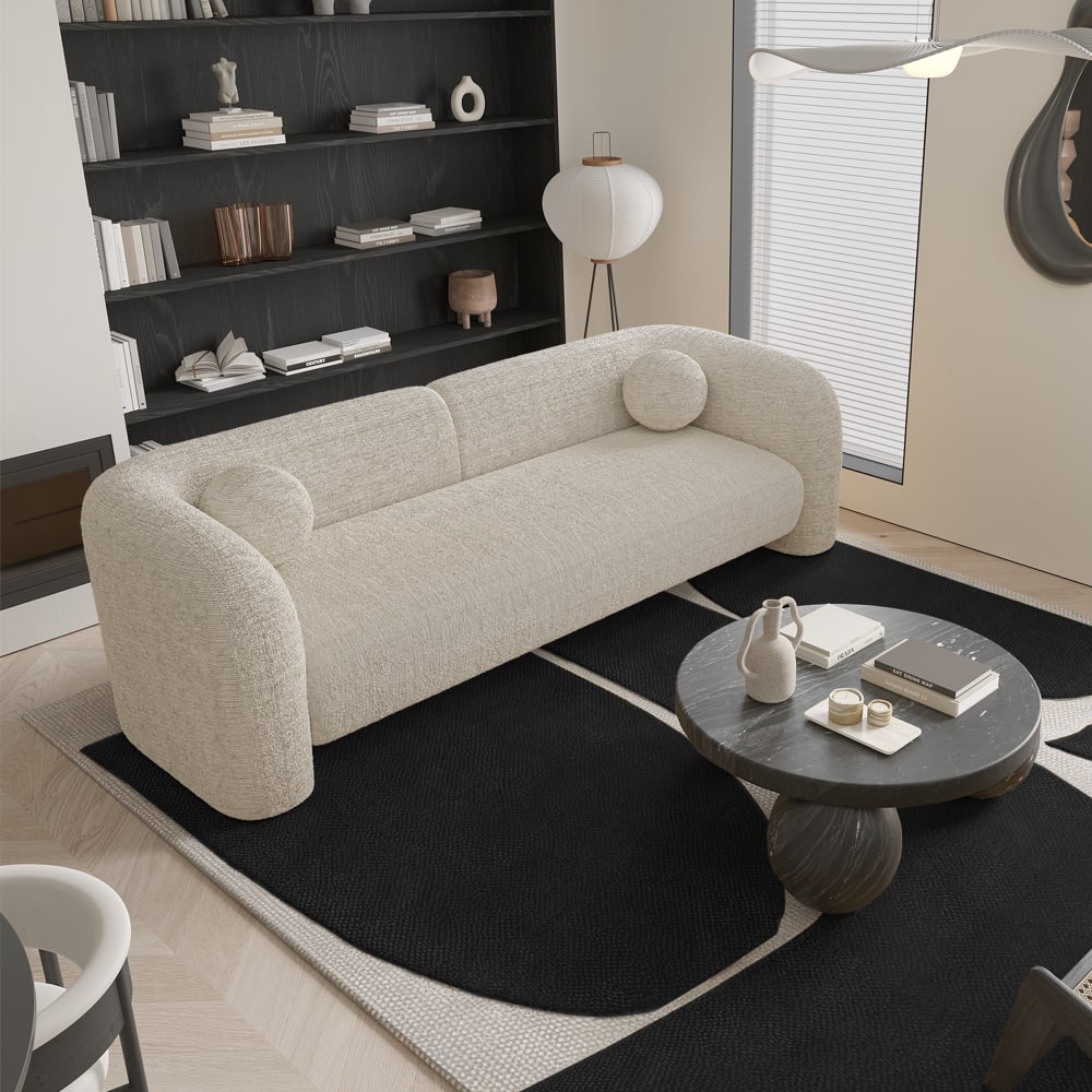 Canapé 3 places en velours à motifs crème - Maisons du Monde