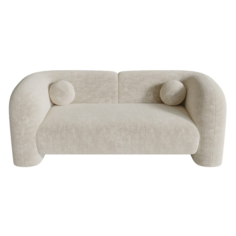 Canapé 2 places velours à motifs crème 168cm