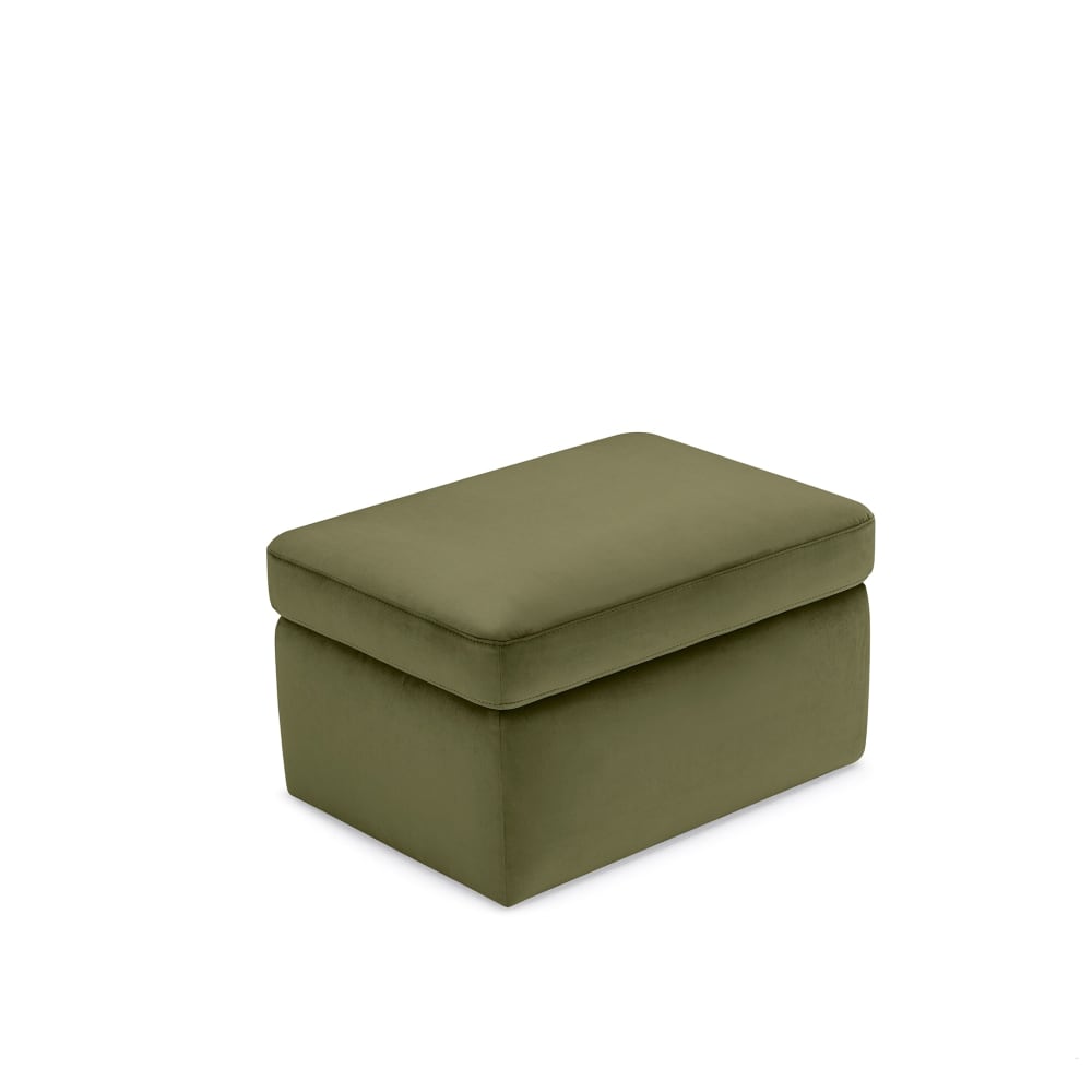 Pouf+conteneur+fabrique+en+Italie+en+velours+vert+modele+75x45+cm
