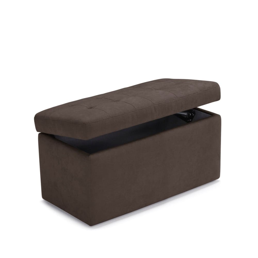 Banquette de rangement matelassée en tissu chenille marron 80x47 cm