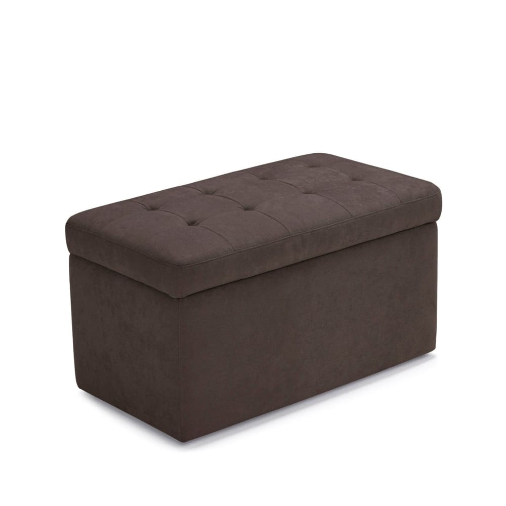Banquette de rangement matelassée en tissu chenille marron 80x47 cm - Maisons du Monde