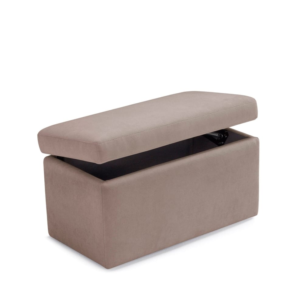 Banquette de rangement matelassée en tissu chenille camel 80x40 cm