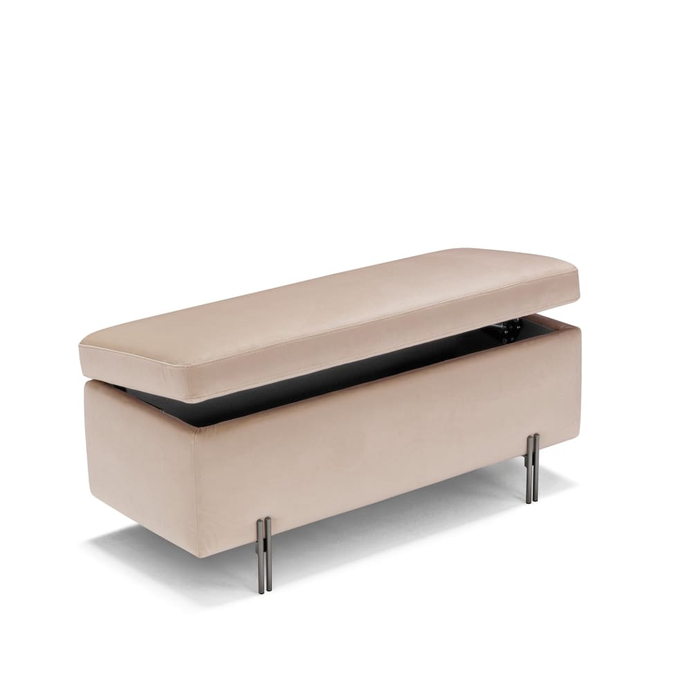 Banc+de+rangement+fabrique+en+Italie+en+velours+camel+110x45+cm