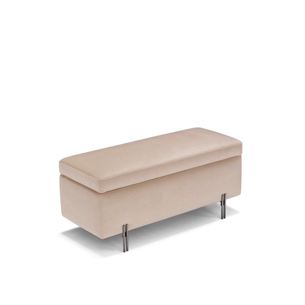 Banc de rangement fabriqué en Italie en velours camel 110x45 cm - Maisons du Monde