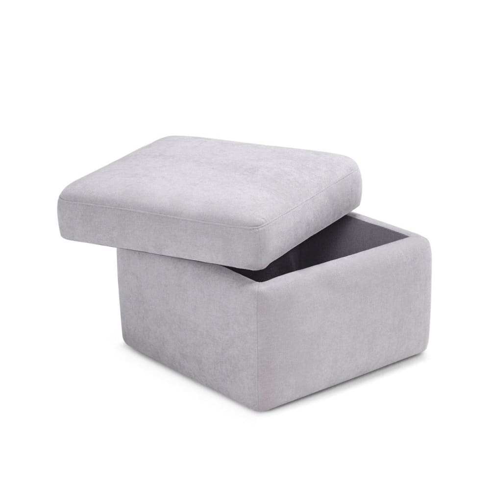 Pouf+de+rangement+en+tissu+chenille+gris+clair+110x45+cm
