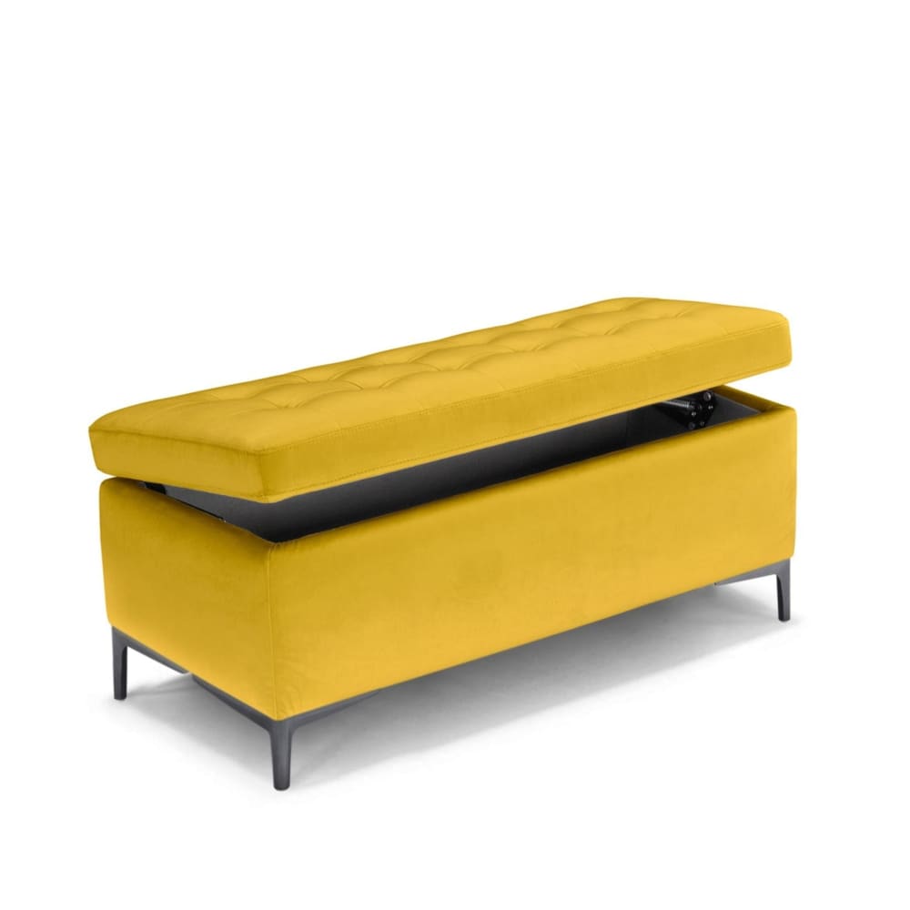 Banc conteneur fabriqué en Italie matelassé en velours jaune 110x50 cm