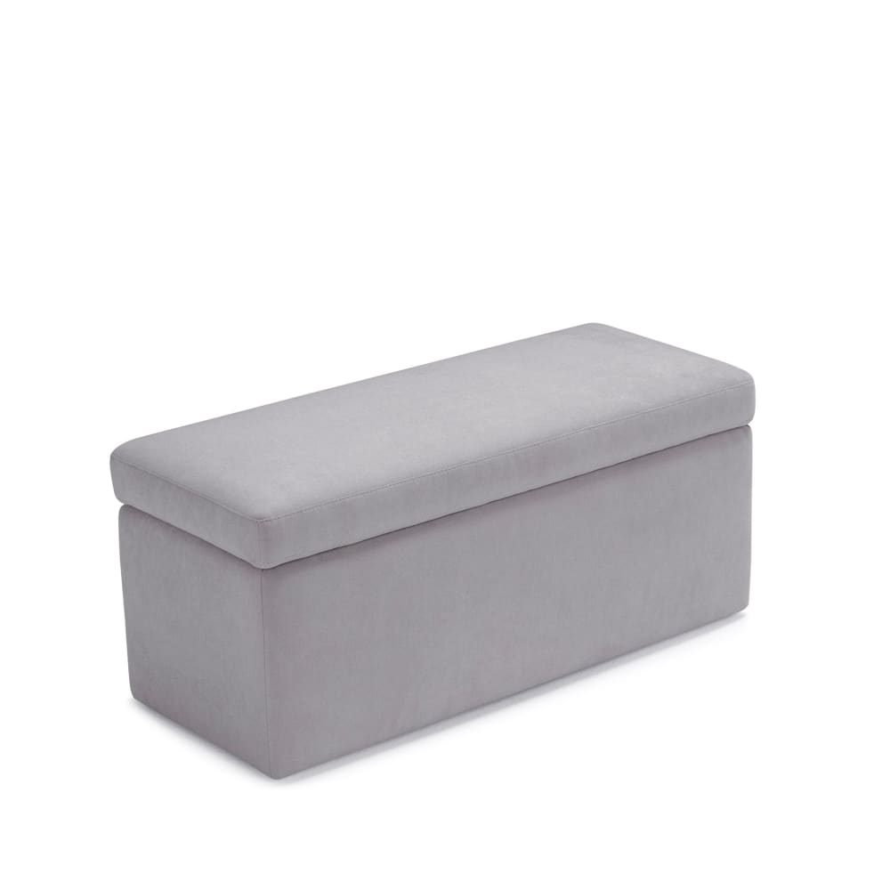Banc de rangement en tissu chenille gris clair 110x45 cm - Maisons du Monde