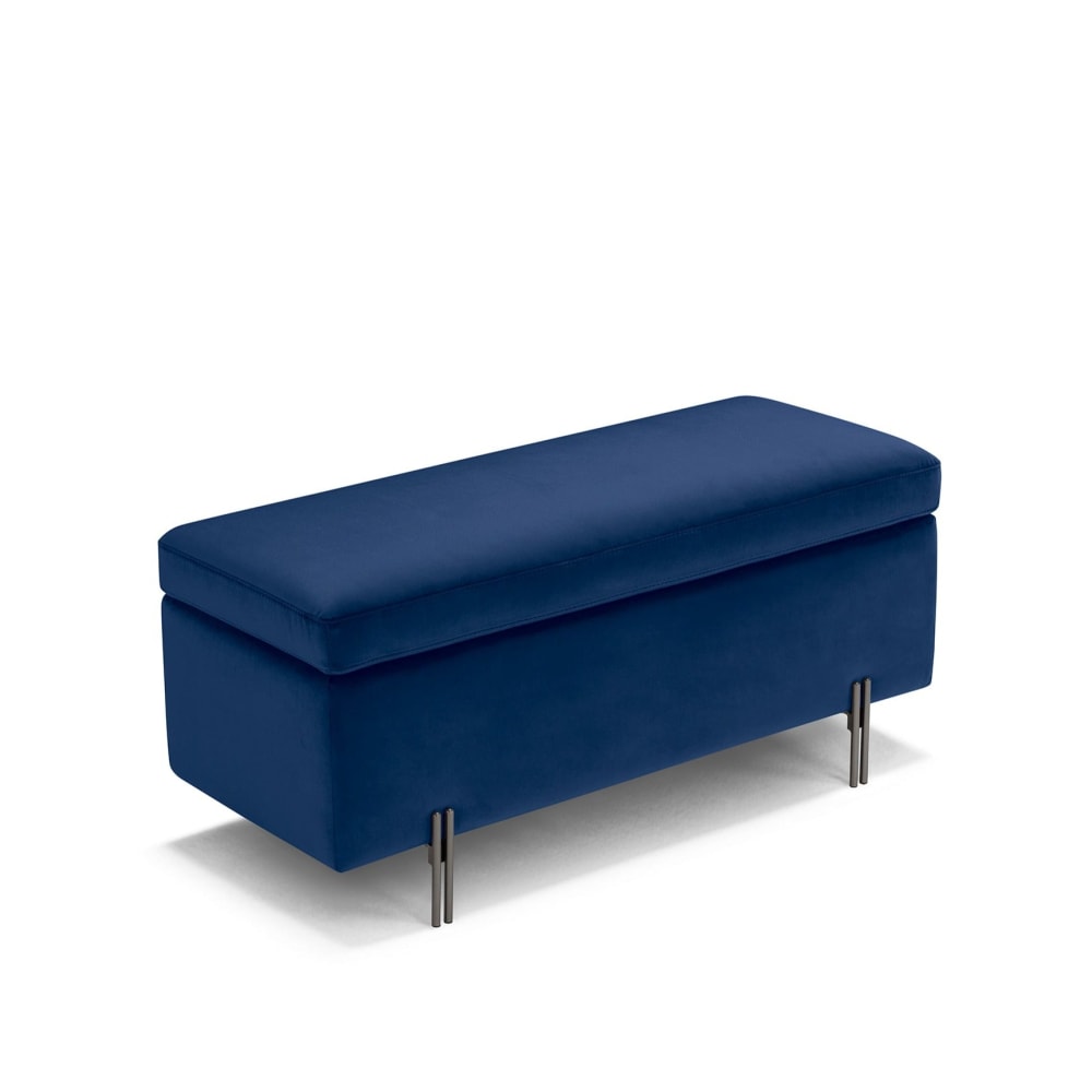 Banc conteneur fabriqué en Italie en velours bleu 110x45 cm - Maisons du Monde