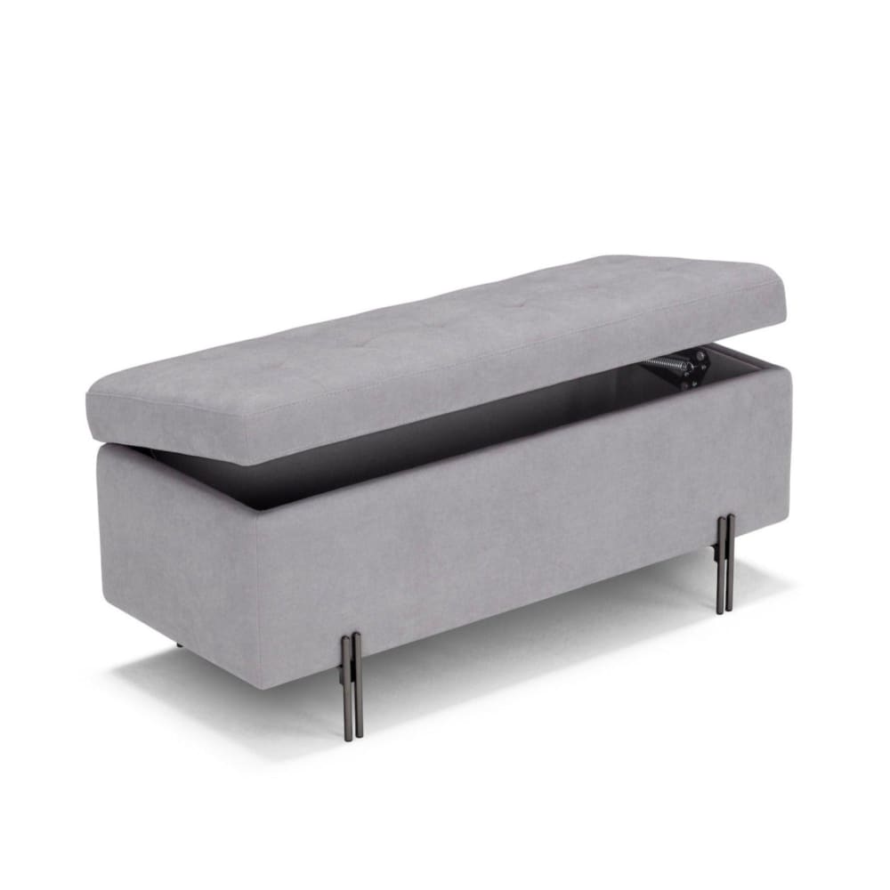 Banc de rangement matelassé en tissu chenille crigio 110x45 cm