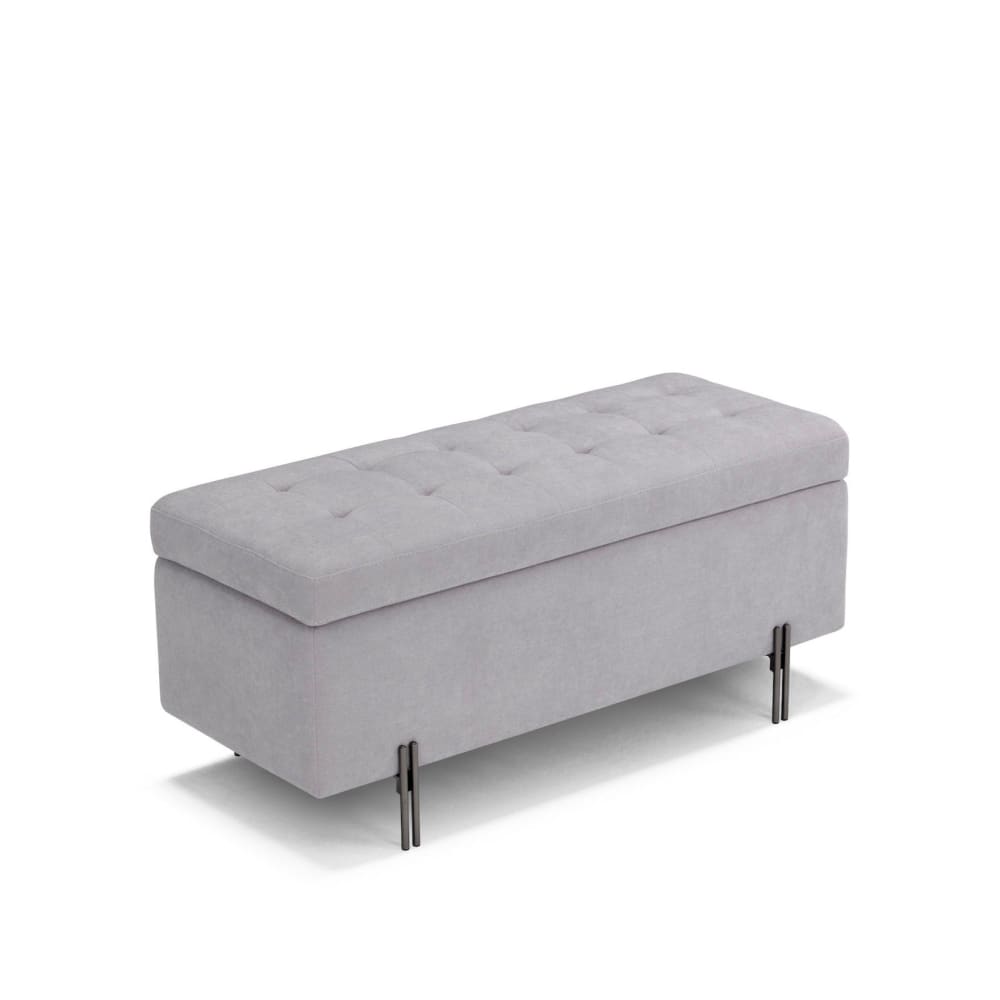 Banc de rangement matelassé en tissu chenille crigio 110x45 cm - Maisons du Monde