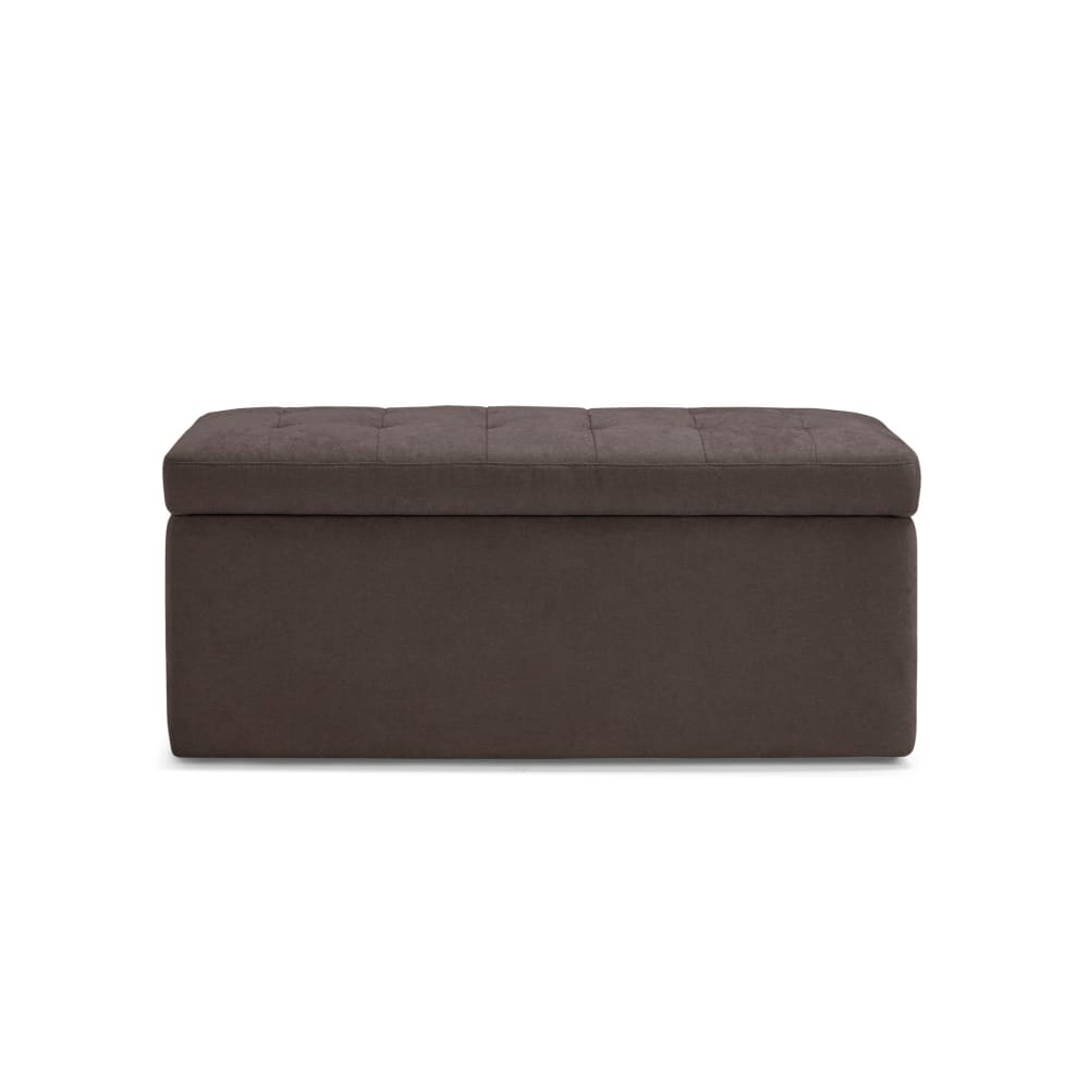 Banquette de rangement matelassée en tissu chenille marron 110x45 cm - Maisons du Monde