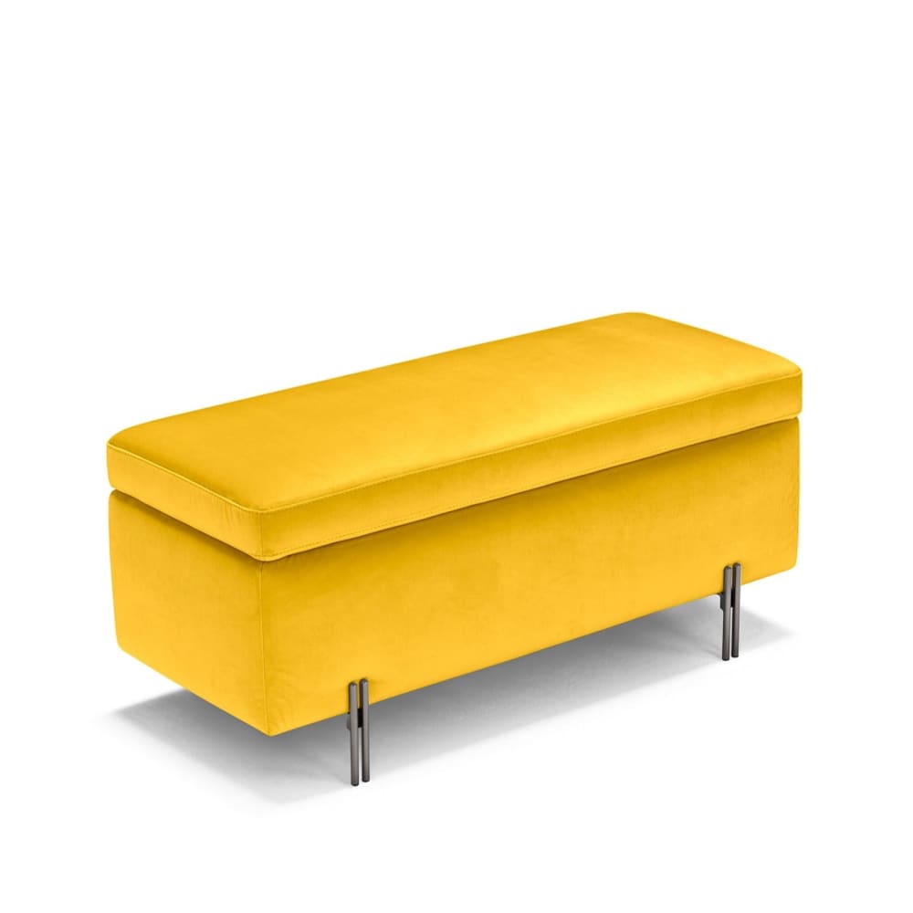 Banc conteneur fabriqué en Italie en velours jaune 110x45 cm - Maisons du Monde