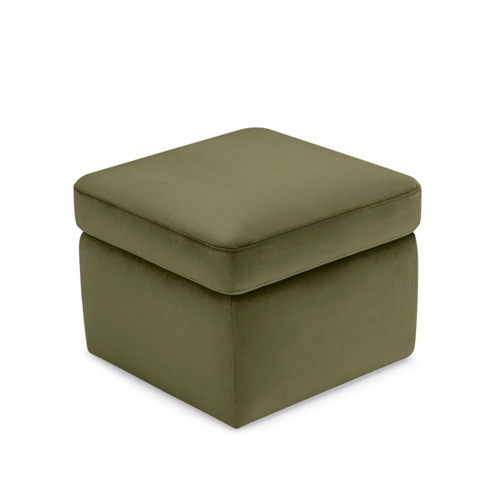 Pouf conteneur fabriqué en Italie en velours vert modèle 55x45 cm
