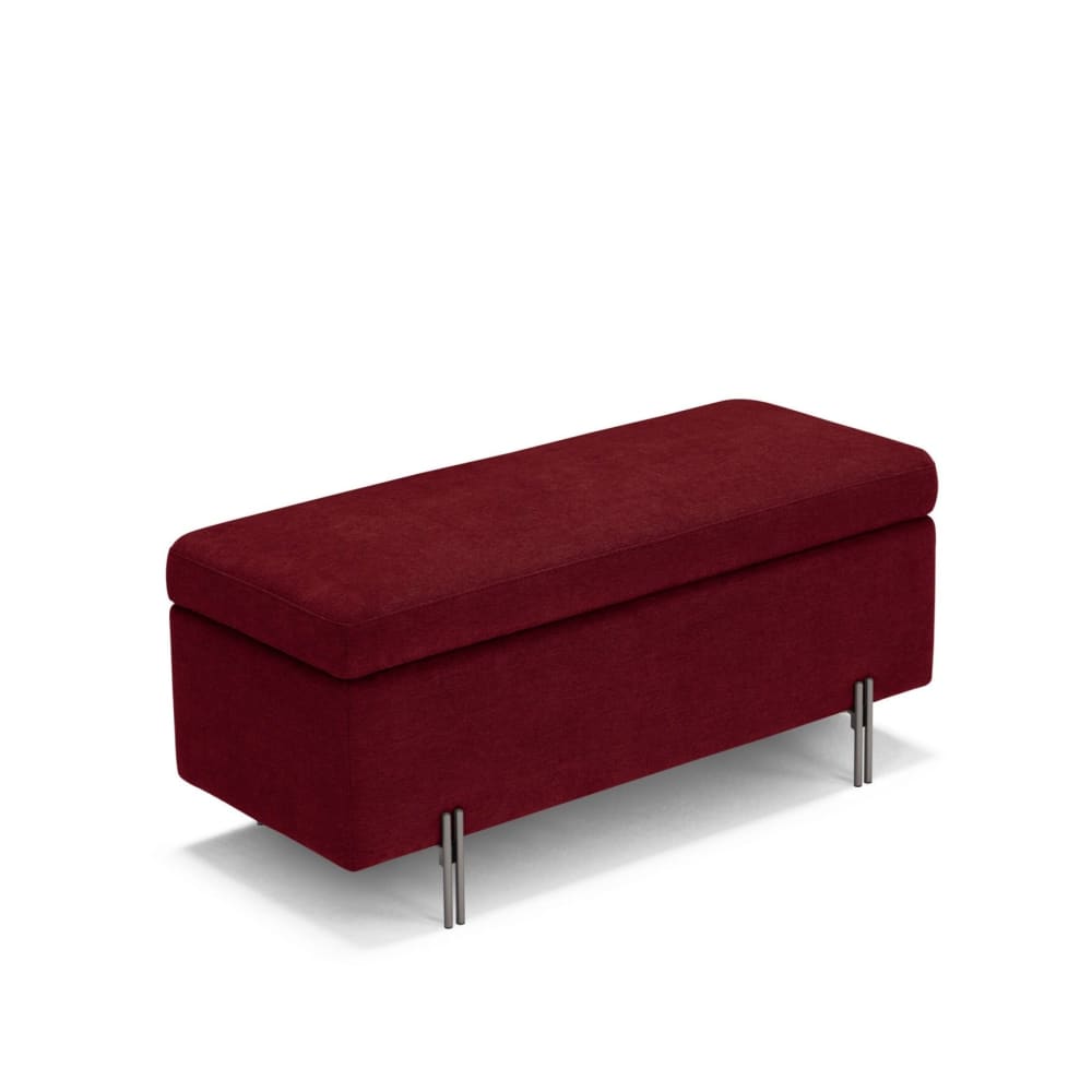 Banc de rangement en tissu chenille bordeaux 110x45 cm - Maisons du Monde