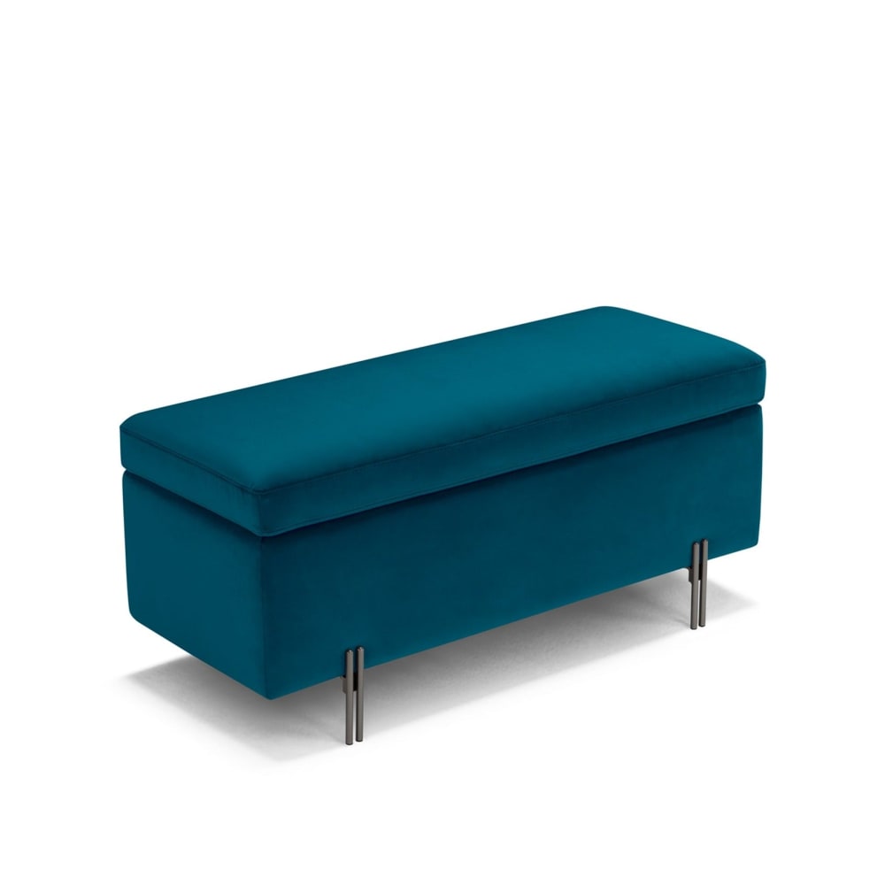 Banc de rangement fabriqué en Italie en velours pétrole 110x45 cm - Maisons du Monde
