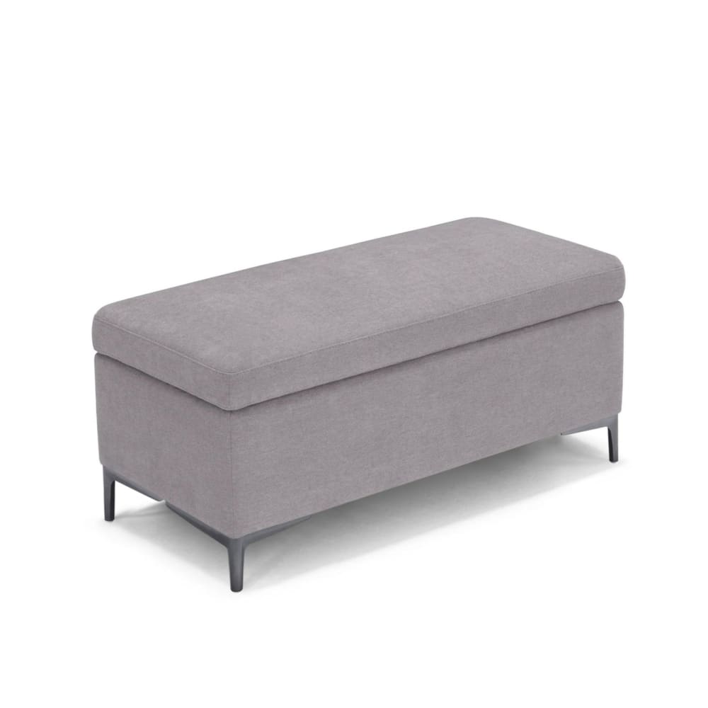 Banc de rangement en tissu chenille gris clair 110x50 cm