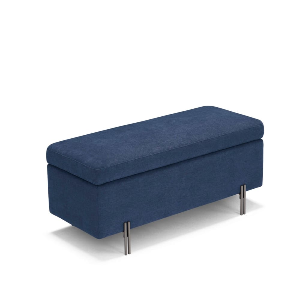 Banc conteneur fabriqué en Italie en tissu chenille bleu 110x45 cm - Maisons du Monde