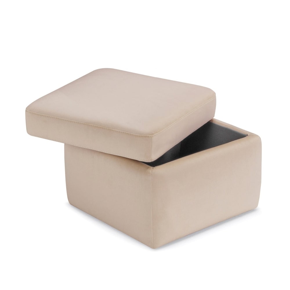 Pouf+de+rangement+fabrique+en+Italie+en+velours+camel+55x45+cm