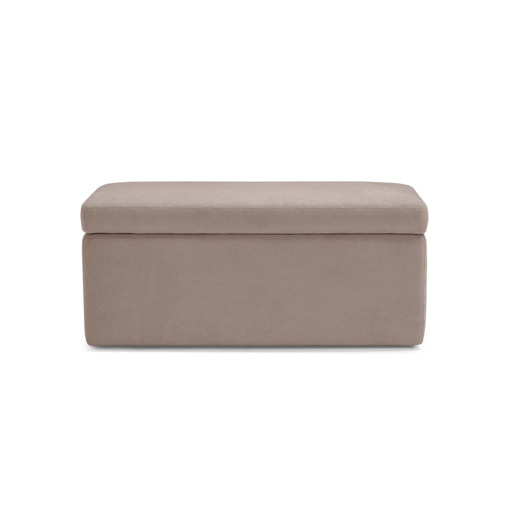 Banquette de rangement matelassée en tissu chenille camel 110x45 cm - Maisons du Monde