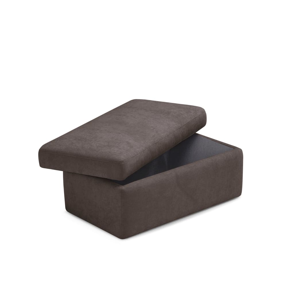 Pouf de rangement fabriqué en Italie en tissu chenille marron 85x45 cm - Maisons du Monde
